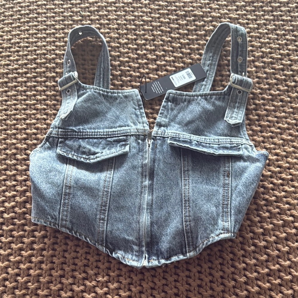 Denim Crop Top with Adjustable Straps